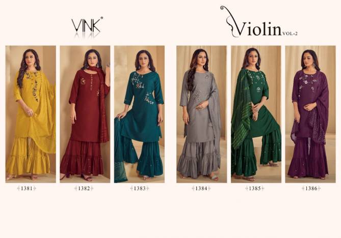 Vink Violin Vol 2 Function Wear Wholesale Designer Sharara Suits
